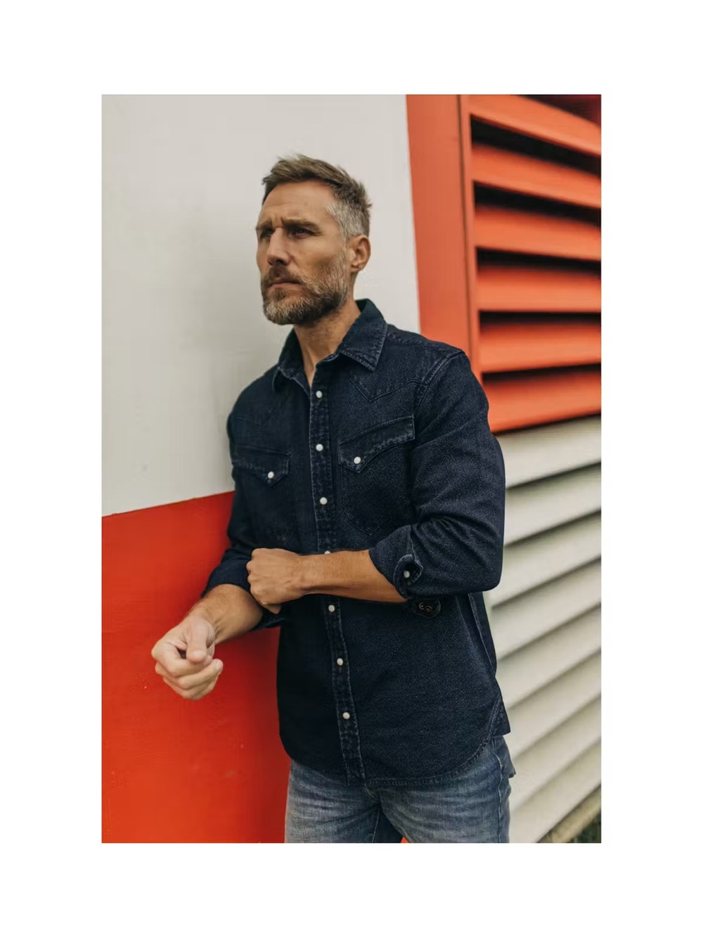 Taylor Stitch Western Shirt In Indigo Crepe Size 42 / Medium! - Picture 15 of 16